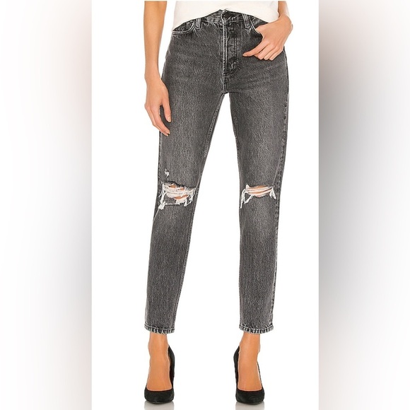 Anine Bing Brenda Jeans High Waist Distressed Slim Leg Straight , size 25 - Picture 9 of 12